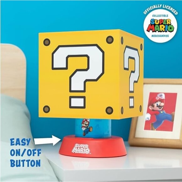 Super Mario Icon Lamp Kid Yellow Cube Night Light LED Dimmable Lamp Nintendo NEW - Picture 3 of 10